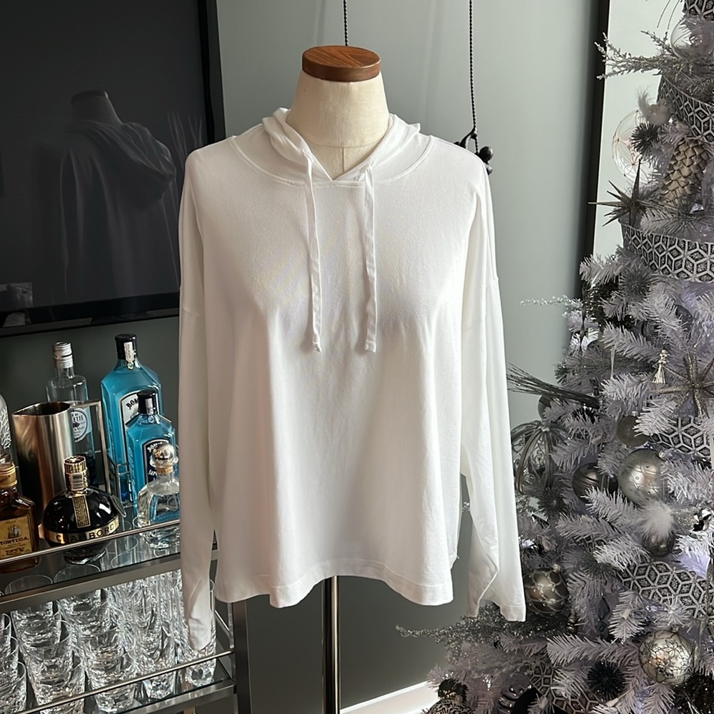 New Eileen Fisher Organic Cotton Stretch Hooded Box-Top Size XL (White) - Picture 3 of 7